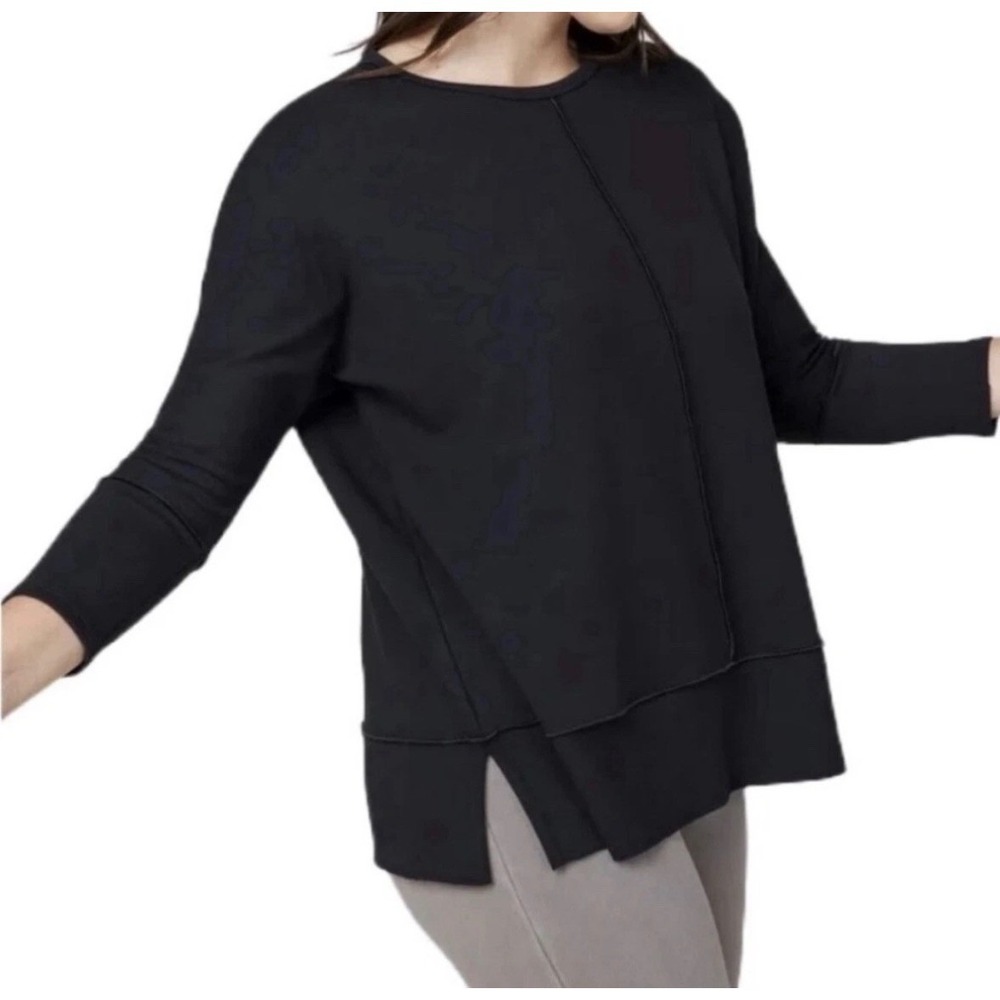Spanx Perfect Length Dolman 3/4 Sleeve Top Small Black Oversized Soft Knit